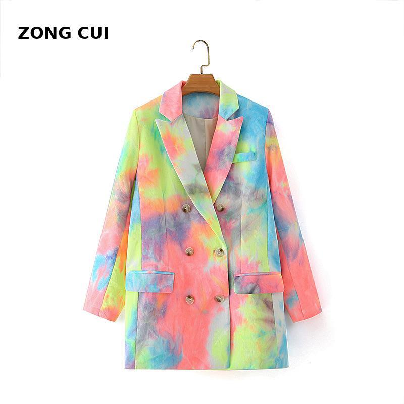 2021 Autumn New Sweet Women Jacket Long Sleeve Double-breasted Fashion Ladies Tie-dye Printed Suit Suits Outwear Trend Coat, Multi
2021 Autumn New Sweet Women Jacket Long Sleeve Double-breasted Fashion Ladies Tie-dye Printed Suit Suits Outwear Trend Coat, Multi