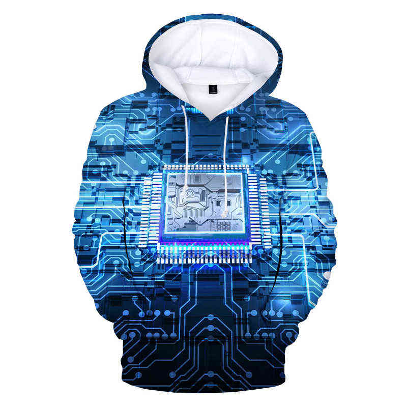 Electronic Chip 3D Printed Funny Hoodies Men Women Fashion Casual Harajuku Hoody Pullovers Unisex Hip Hop Oversized Hoodie 220114
