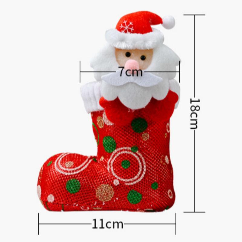Cartoon Santa Snowman Head Christmas Boots Xmas Kids Candy Gift Bag New Year Home Christmas Tree Decorations Pendant Stockings