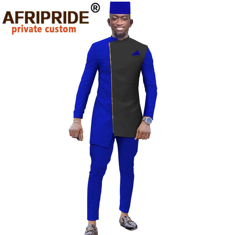 African Dashiki Top Pant Hat Set 3 Piece Outfit Men Clothes Streetwear African Suit Men Africa Clothing Formal Attire A039 201109