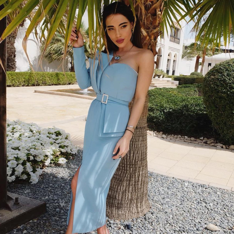 Autumn 2020 New Sexy Female a Shoulder Full of Sleeves Slit Belt Tight Elegant Fashion Party Dress 3l28, Black
Autumn 2020 New Sexy Female a Shoulder Full of Sleeves Slit Belt Tight Elegant Fashion Party Dress 3l28, Black