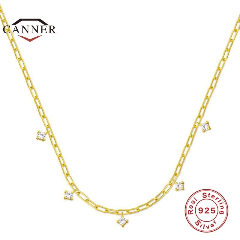 CANNER 925 Sterling Silver Fashion Paperclip Chain Four Diamonds Diamond Zircon Stacked Ladies Necklaces Fine Jewelry Collares 
CANNER 925 Sterling Silver Fashion Paperclip Chain Four Diamonds Diamond Zircon Stacked Ladies Necklaces Fine Jewelry Collares