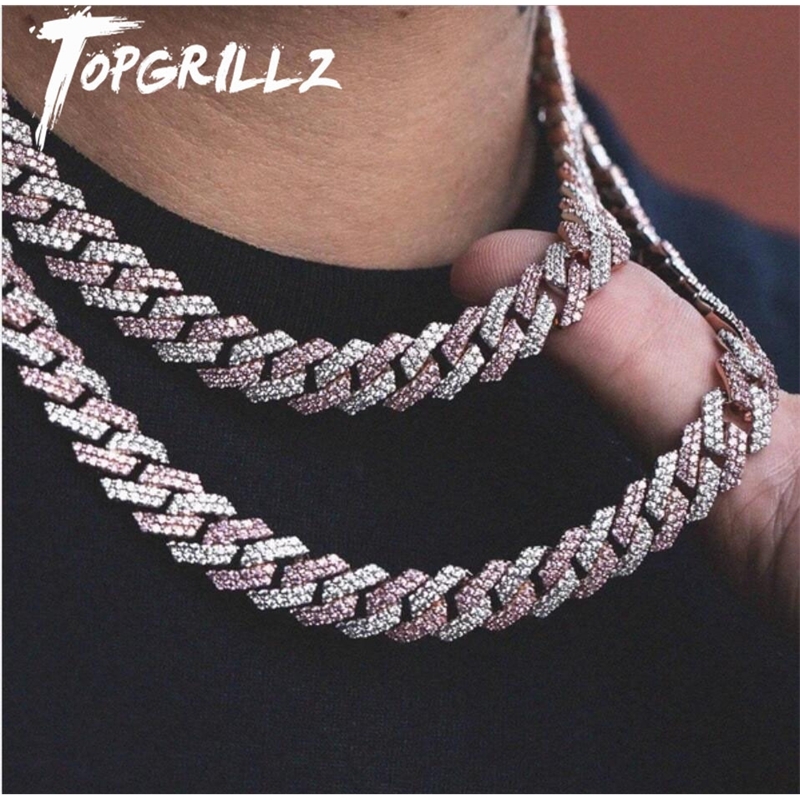 TOPGRILLZ 14mm Miami Prong Set Cuban Chains Necklace For Men Gold Color Hip Hop Jewelry Pink CZ Rapper Necklace T200821
TOPGRILLZ 14mm Miami Prong Set Cuban Chains Necklace For Men Gold Color Hip Hop Jewelry Pink CZ Rapper Necklace T200821