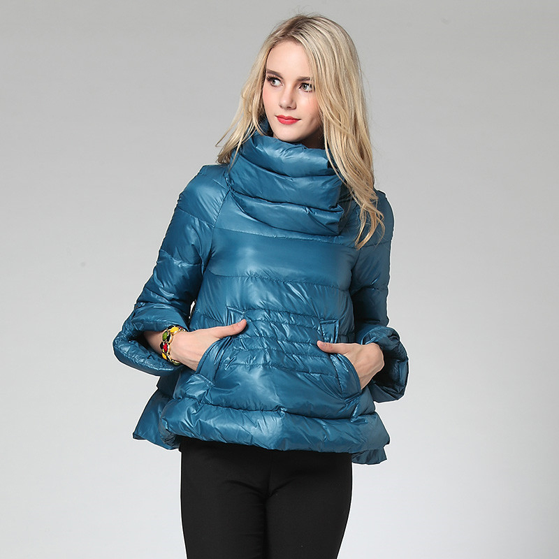 EAM Loose Fit Multicolor Green Down Jacket Stand Collar Long Sleeve Warm Women Parkas Fashion Spring Autumn 1B811 Y201001