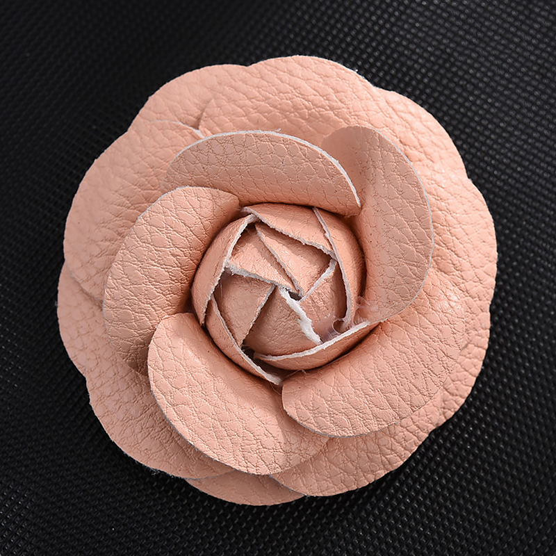 Other Accessories Women Quality Leather Camellia Flower Brooch Pins Women Suit Sweater Shirt Pin Broochs Handmade DIY