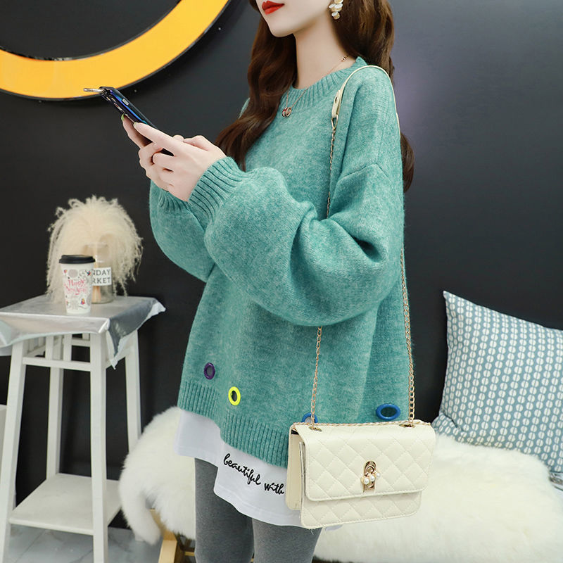 Autumn And Winter Personality Sweater Female Korean Version Of The Loose Set Of Sweet Outside Wear Wild Sweater 201225