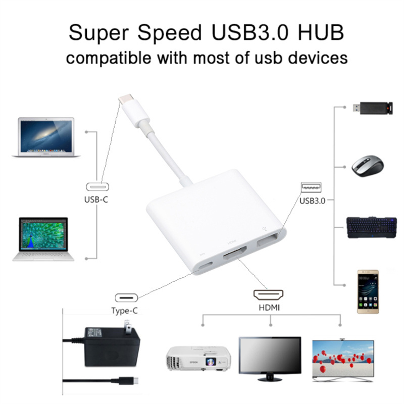 Computer Adapters Type-C USB 3.1 Hub USB-C To USB3.0 Type C Female Charger Adapter For New Macbook Dell XPS 13 Accessories