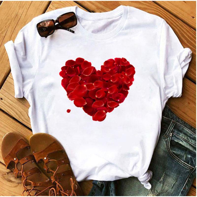 AOWOF Ladies New Red Rose Heart Printed Ladies T-shirt Funny Short Sleeve T-shirt 90's Kawaii Ulzzang Valentine's Day Gift, Nt1610
AOWOF Ladies New Red Rose Heart Printed Ladies T-shirt Funny Short Sleeve T-shirt 90's Kawaii Ulzzang Valentine's Day Gift, Nt1610