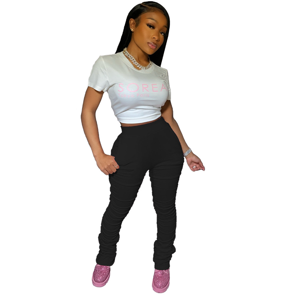 Pants Spot 2021 European and American fashion women's solid color temperament casual mid-waist hip elastic pleated