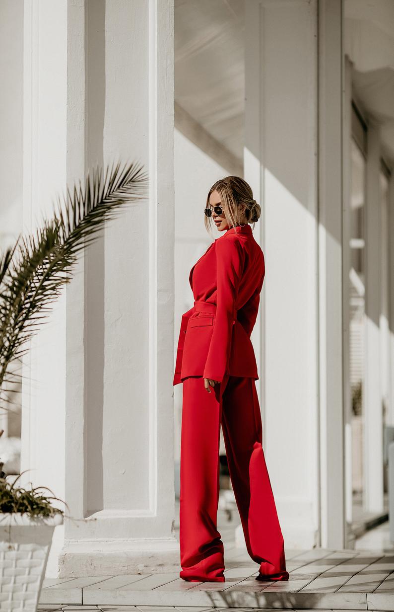 New Fashion Red Mother Of The Bride Pant Suits Bridal Suit Blazer Pants Coat Formal Business Party Prom Evening Tuxedos