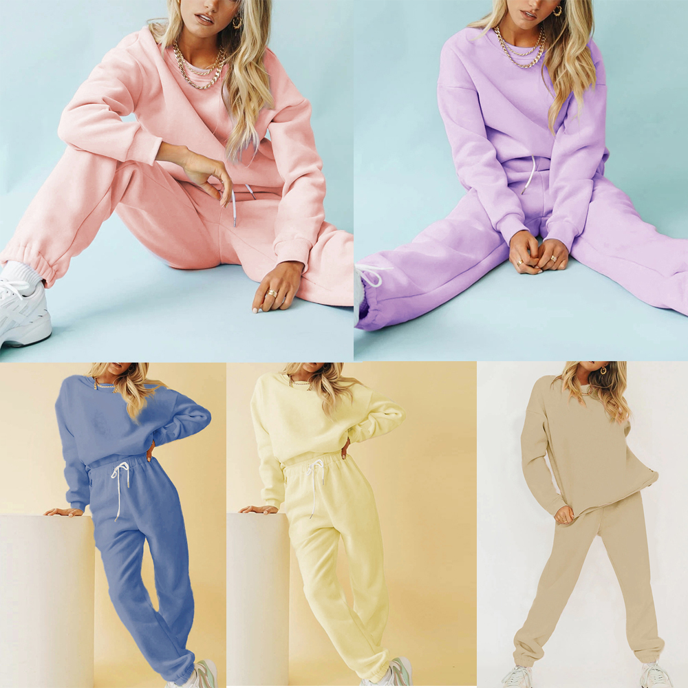 Conjunto Lounge Wear 2 Piece Set Sports Pullovers Tracksuit Women Oversize Sweatshirt Suit Casual Solid Sweatpants Fall 201104