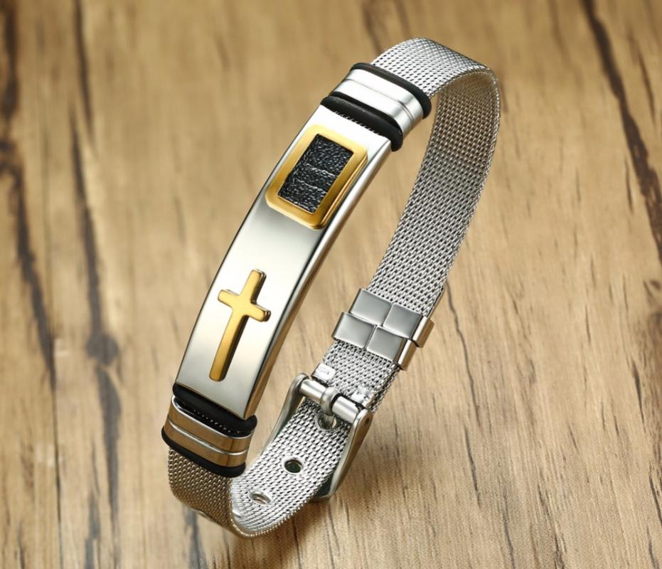 Adjustable Length Bracelet for Women Men Bangle Watch Band Design Stainless Steel Net Band Christ Cross Prayer Male Jewelry
Adjustable Length Bracelet for Women Men Bangle Watch Band Design Stainless Steel Net Band Christ Cross Prayer Male Jewelry
