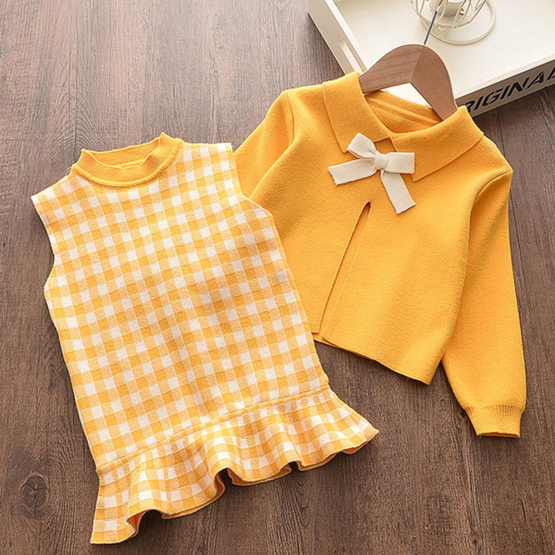 Melario Baby Girls Dress Autumn Winter Girls Clothes Top and Plaid Princess Dresses Baby Sweater Knitted Dress 2Pcs Kids Dress LJ200825, Red;yellow
Melario Baby Girls Dress Autumn Winter Girls Clothes Top and Plaid Princess Dresses Baby Sweater Knitted Dress 2Pcs Kids Dress LJ200825, Red;yellow