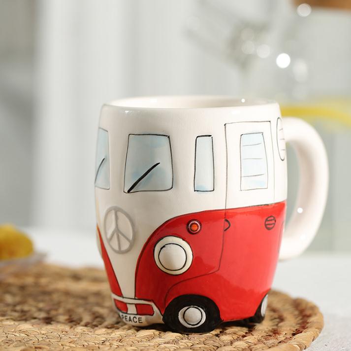 NEW Camper Van Mug cartoon Ceramic cups mugs gifts for kids porcelain cups for coffee Christmas gift lucky cup SN4834