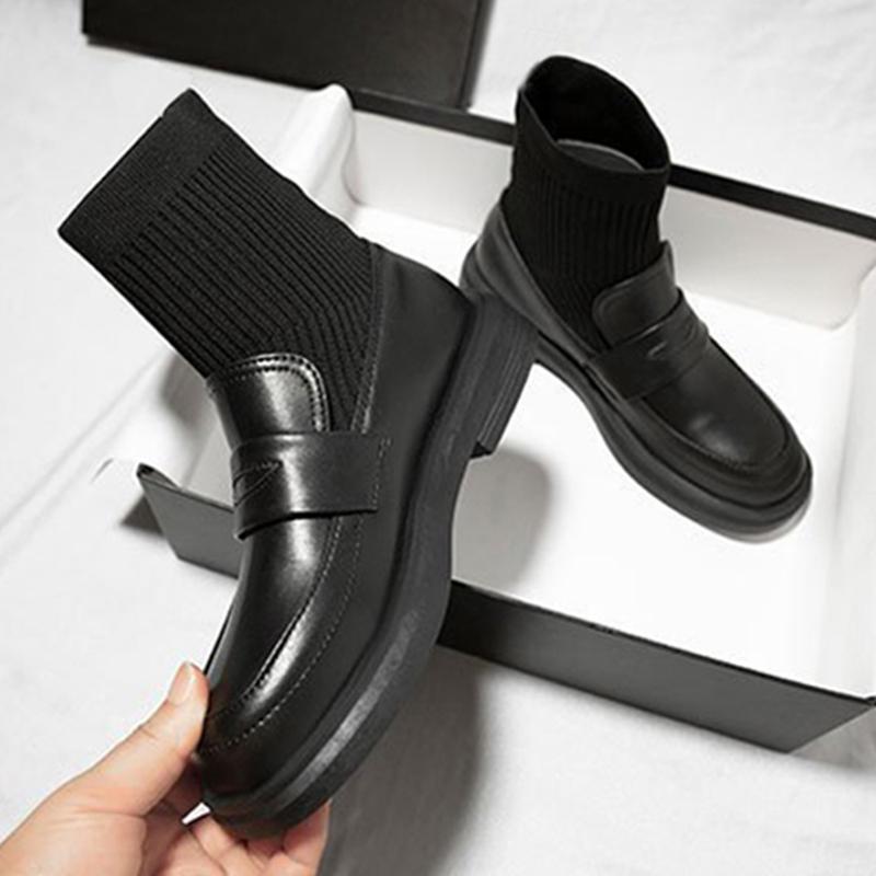 Round Toe Leather Boots Women's Shoes Autumn Winter 2020 Elastic Socks Platform Women Ankle Black
Round Toe Leather Boots Women's Shoes Autumn Winter 2020 Elastic Socks Platform Women Ankle Black