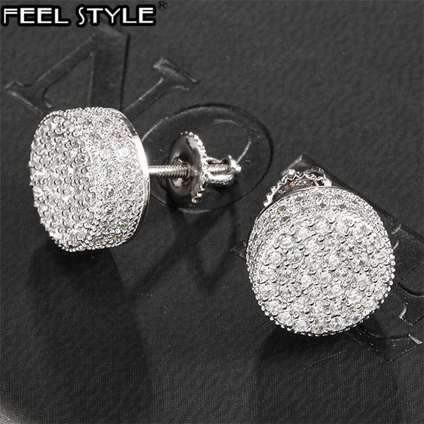 Hip HOP 1Pair Micro Full Paved Round Zircon CZ Stone Bling Iced Out Stud Earring Copper Earrings For Men Jewelry 220125
Hip HOP 1Pair Micro Full Paved Round Zircon CZ Stone Bling Iced Out Stud Earring Copper Earrings For Men Jewelry 220125