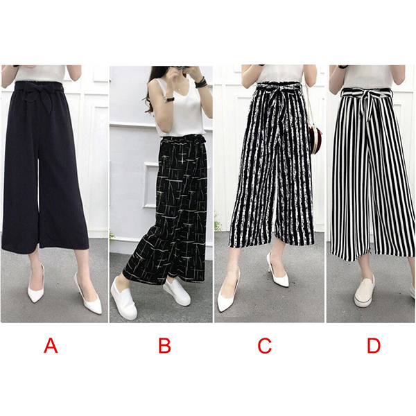 Womens Lady Wide Legs High Waist Casual Summer Autumn Solid Thin Pants Loose Culottes Trousers OL Ladies Career Long Trousers 201031