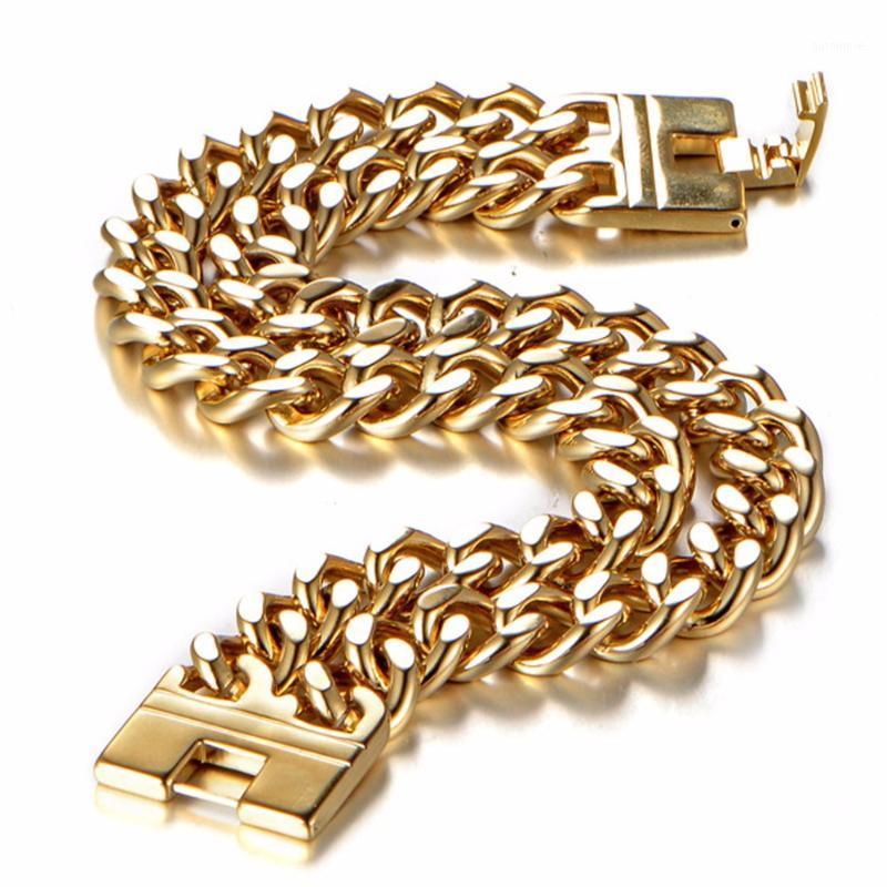 New Charming Gold Color Link Chain Bracelets Stainless Steel Double Curb Cuban Mens Women Bracelet 9" Length1
New Charming Gold Color Link Chain Bracelets Stainless Steel Double Curb Cuban Mens Women Bracelet 9" Length1