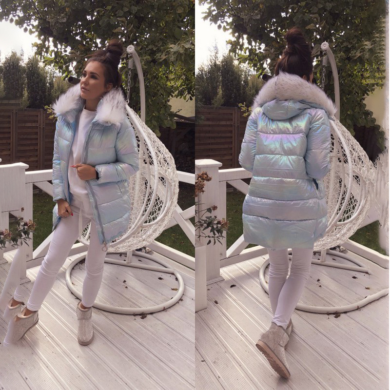 Women Gradient Coats Jackets Winter Casual Broadcloth Hooded Thick Cotton Padded Parka Womens Zipper Coat Fashion Clothing 201110