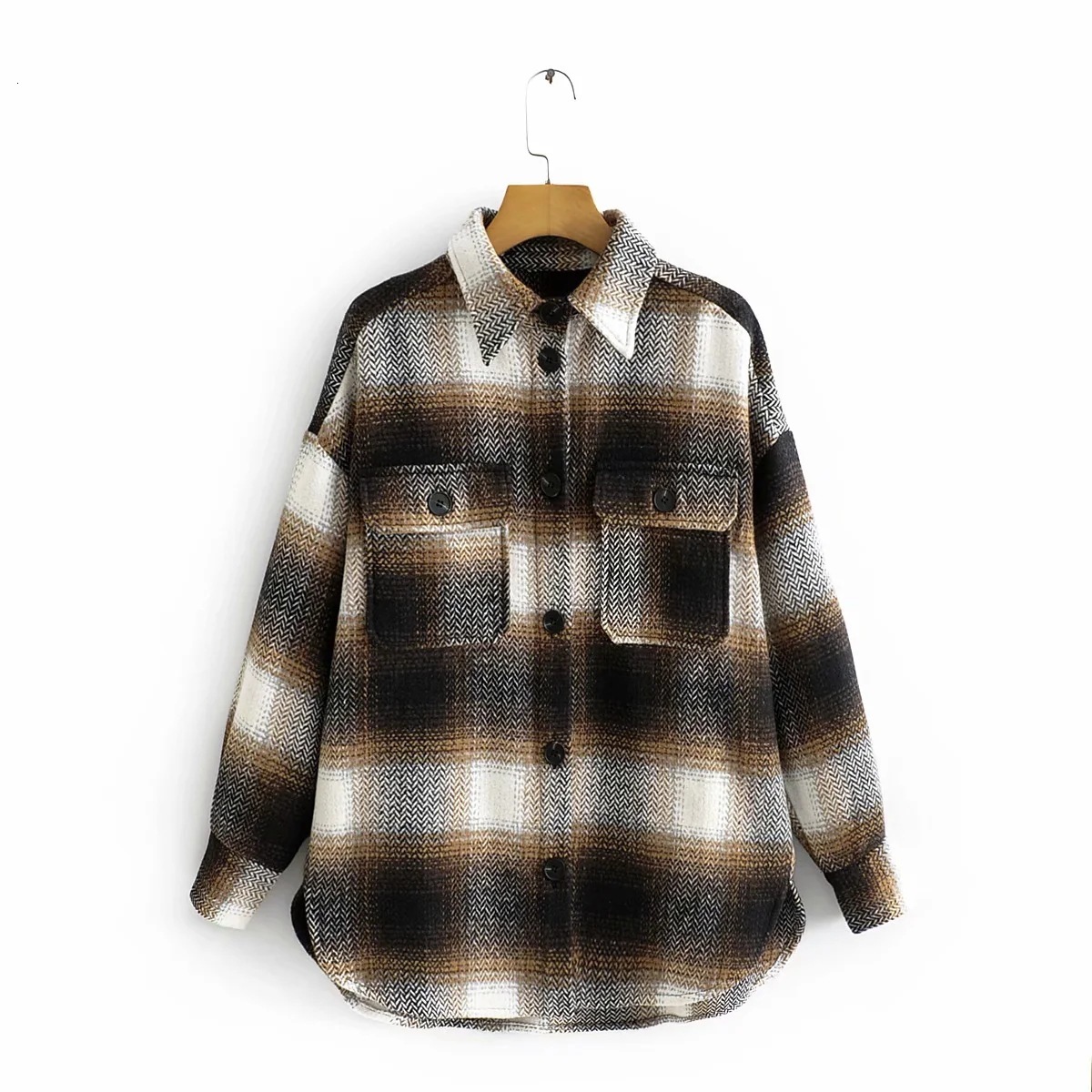 2021 New Fashion Autumn Striped Pocket Design Women Loose Style Turn Down Collar Woolen Jacket Coat Chaqueta Mujer 5sal, Brown
2021 New Fashion Autumn Striped Pocket Design Women Loose Style Turn Down Collar Woolen Jacket Coat Chaqueta Mujer 5sal, Brown