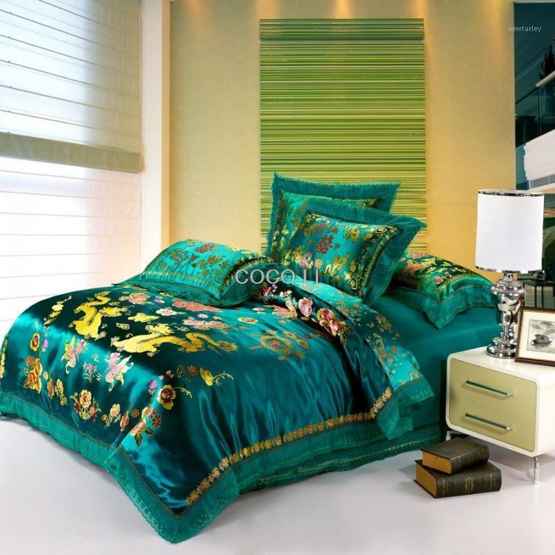 green satin Duvet Cover set Dragon and phoenix chinese Wedding Bedding set print Modern suits Jacquard Bedclothes1, Such as pictures
green satin Duvet Cover set Dragon and phoenix chinese Wedding Bedding set print Modern suits Jacquard Bedclothes1, Such as pictures