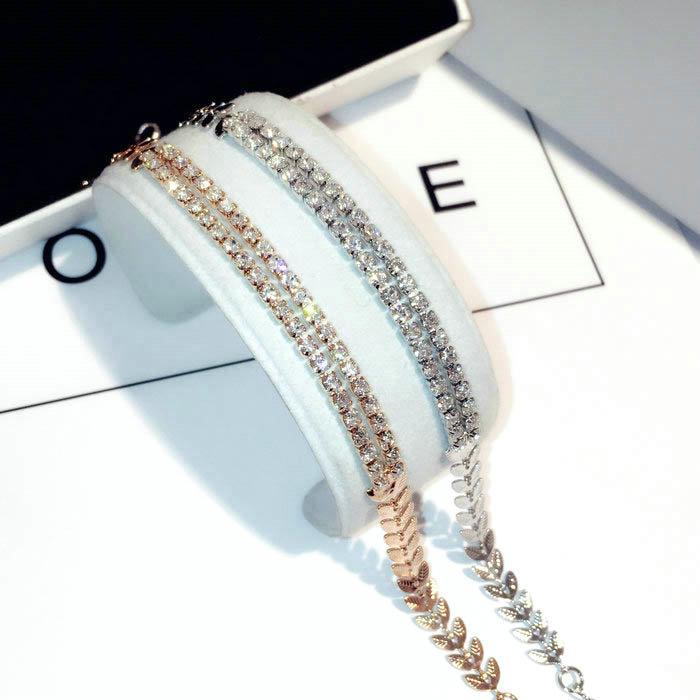 New Woman Bracelet Full Stones Shiny Zircon Personality Leaves Double Layers Bracelets Trendy Accessories Fashion Jewelry
New Woman Bracelet Full Stones Shiny Zircon Personality Leaves Double Layers Bracelets Trendy Accessories Fashion Jewelry
