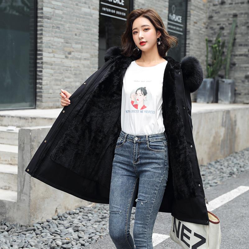 Women's Down & Parkas Dilusoo Cotton Er Parka Fashion Adjustable Waist Fur Collar Winter Jacket Women Solid Long Hooded Coats B4
