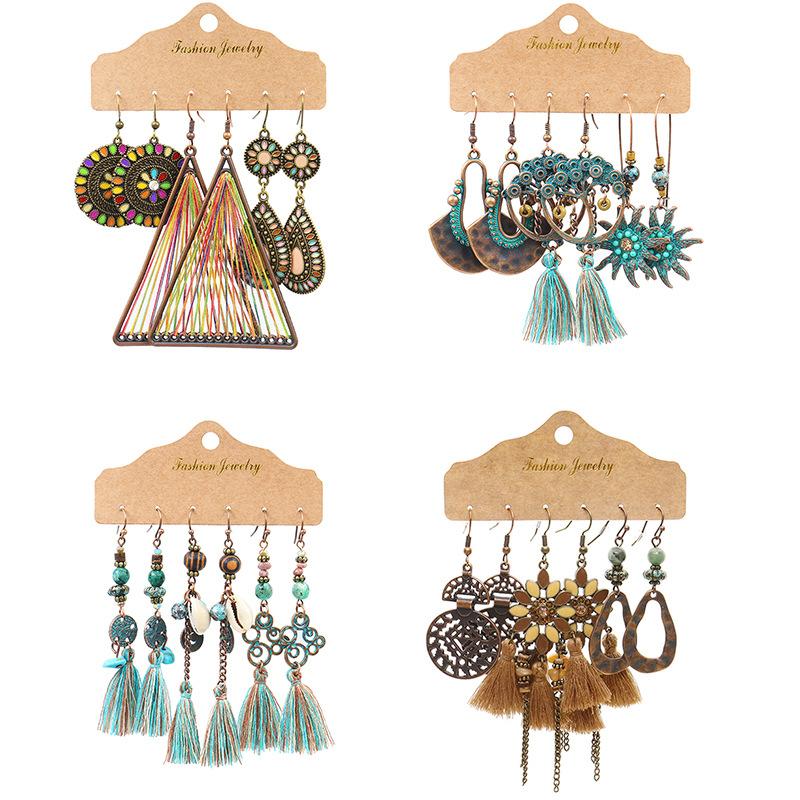 Dangle & Chandelier Boho Women Ethnic Multicolor Tassel Water Round Earrings Set Vintage Geometry Fashion Female Charm Jewelry Accessories
Dangle & Chandelier Boho Women Ethnic Multicolor Tassel Water Round Earrings Set Vintage Geometry Fashion Female Charm Jewelry Accessories