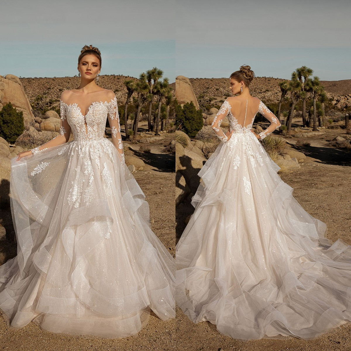 2020 New Wedding Dresses Long Sleeves Lace Appliques Bridal Gowns Custom Made Button Back Sweep Train Designer A-Line Wedding Dress, White
2020 New Wedding Dresses Long Sleeves Lace Appliques Bridal Gowns Custom Made Button Back Sweep Train Designer A-Line Wedding Dress, White