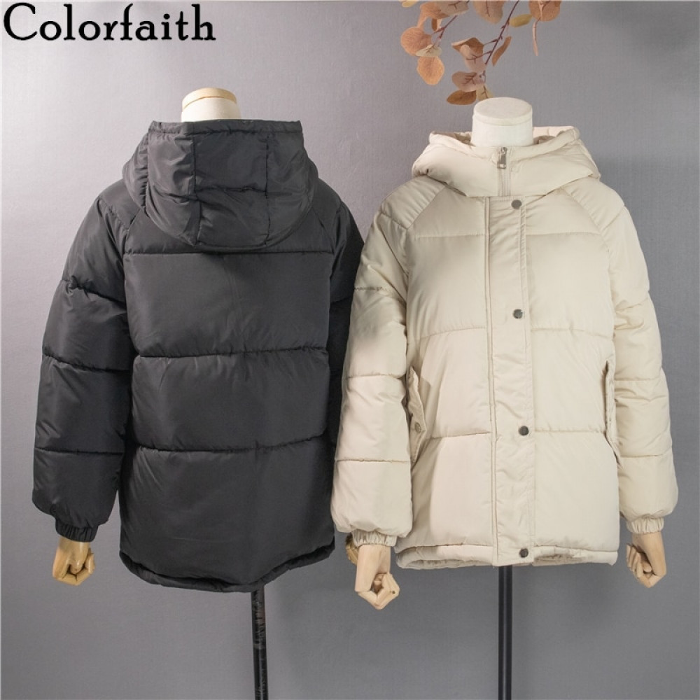 Colorfaith New Autumn Winter Women Jackets Quilted Puffer Parkas High-Quality Hooded Warm Solid Oversize Short Coat CO907 201110wtt