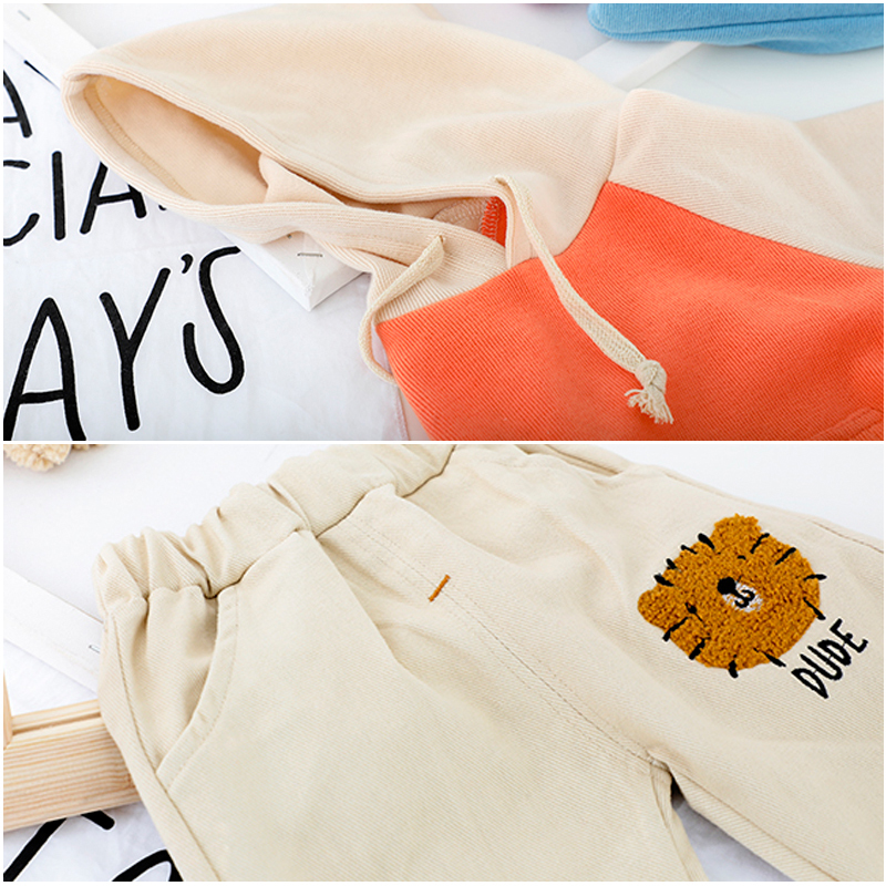 Spring Autumn Children Cotton Baby Boy Girls Clothes Cartoon Hooded Pants 2Pcs/sets Infant Outfit Kid Fashion Toddler TracksuitsX1019