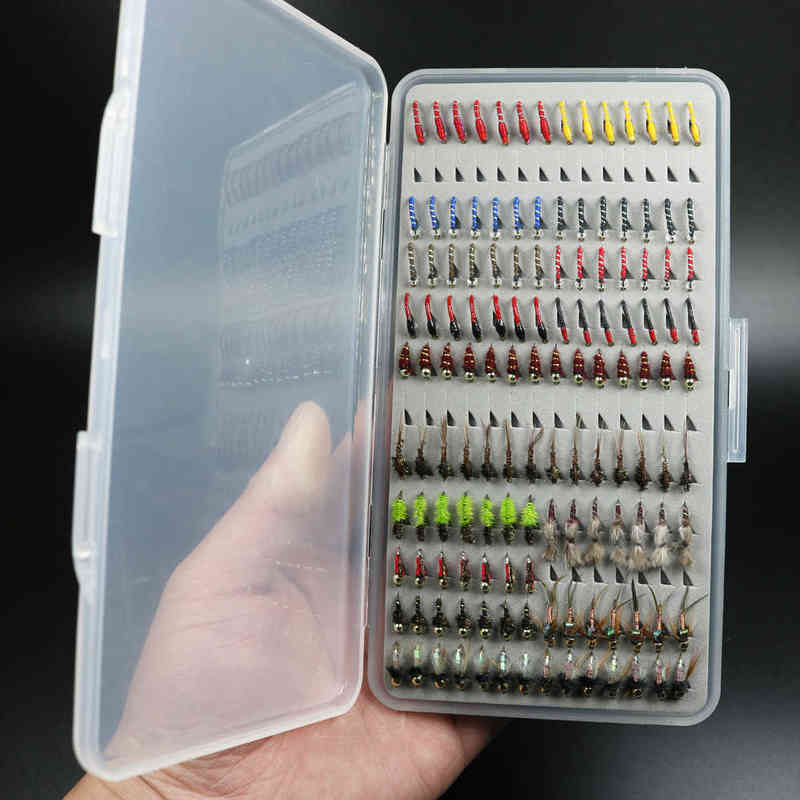 ICERIO 133pcs/Set Ultra-thin Portable Nymph Scud Midge Flies Kit Assortment with Box Trout Fishing Fly Lures 220107 - view 5