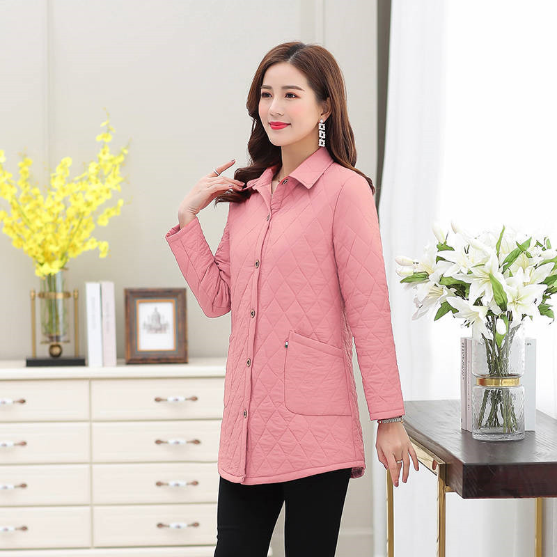 Autumn Women Thin Plus Size Mid Long Shirt-style Cotton Coat Winter Korean Loose Warm Cotton Casual Lady Cotton Jacket 201110wtt