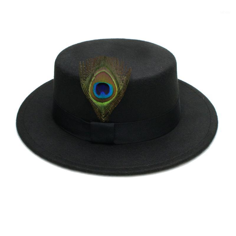 LUCKYLIANJI Men Women Elegant Gentle Wool Felt Wide Brim Porkpie Fedora Hat with Simple Band Real Feather Ornaments1, Black
LUCKYLIANJI Men Women Elegant Gentle Wool Felt Wide Brim Porkpie Fedora Hat with Simple Band Real Feather Ornaments1, Black