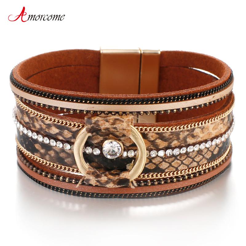 Amorcome Vintage Snake Skin Genuine Leather Bracelets 2020 Boho Hollow Round Charm Wrap Bracelet Women Female Pulsera Jewelry
Amorcome Vintage Snake Skin Genuine Leather Bracelets 2020 Boho Hollow Round Charm Wrap Bracelet Women Female Pulsera Jewelry