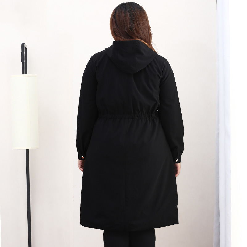 Plus Size 10XL Women Windbreaker Coat Autumn Winter Slim Long Trench Coats Women Black Hooded Overcoat Trenchcoat Vrouwen 201111