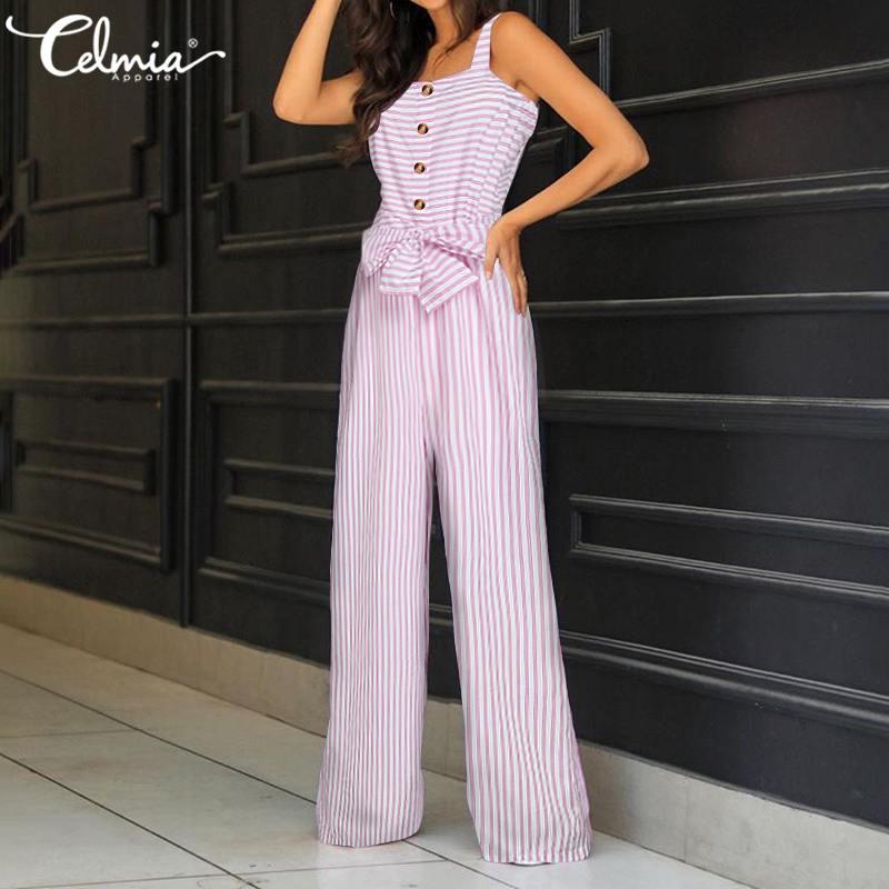 Celmia Fashion Striped Long Jumpsuits Women Strap Sleeveless Rompers Summer Casual Belted Playsuits Female Plus Size Overalls 7, Black
Celmia Fashion Striped Long Jumpsuits Women Strap Sleeveless Rompers Summer Casual Belted Playsuits Female Plus Size Overalls 7, Black