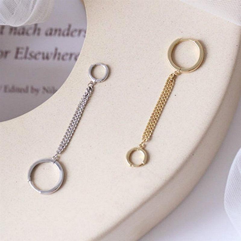 18K Gold Silver Plated Cham Earrings Double Pierced Circles Earring Hoop Dangle Earring Clip on Ear Jewelry Chain Wrap Ear Accessory Wholesale Price