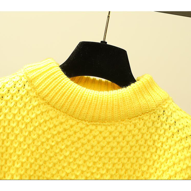 SURMIITRO Knitted Autumn Winter Sweater Women Lady Korean Long Lantern Sleeve Jumper Pullover Female Yellow Blue Knitwear 201109