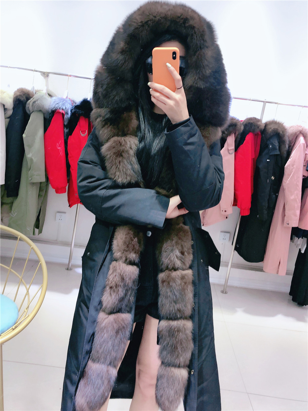 Park With Natural Fur Parka Women Real Fur XLong Female Real Fur Hood parka Female Winter Jacket Female 2020 NEW T200908