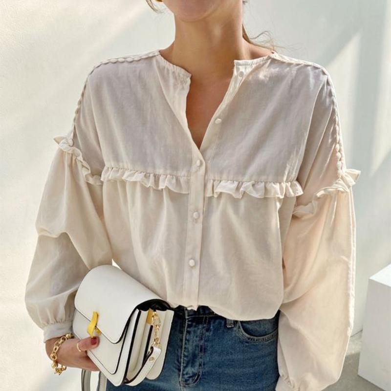 Women Autumn Batwing Long Sleeve Blouse Sweet Ruffles Patchwork Loose Shirts Solid Color Button Down Office Ladies Elegant Tops, Pink
Women Autumn Batwing Long Sleeve Blouse Sweet Ruffles Patchwork Loose Shirts Solid Color Button Down Office Ladies Elegant Tops, Pink