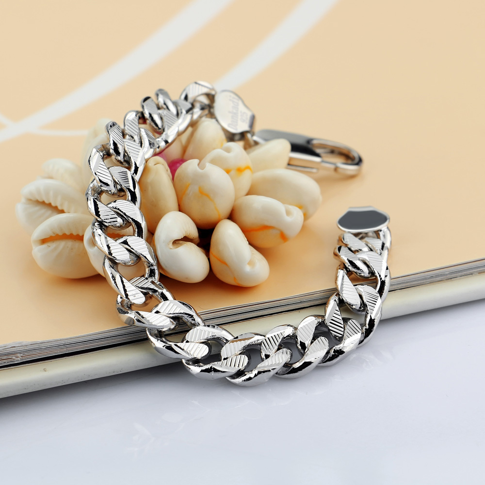 100% solid silver jewelry Fashion 925 sterling silver men's link chain thick genuine pure silver10mm bracelet men silver jewelry 200928