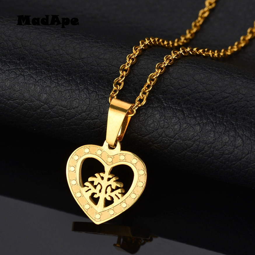 MadApe Classic Hollow Tree Of Life Heart Pendants Chain 316L Stainless Steel Gold Silver Color Necklace For Girl Friend Gift
MadApe Classic Hollow Tree Of Life Heart Pendants Chain 316L Stainless Steel Gold Silver Color Necklace For Girl Friend Gift