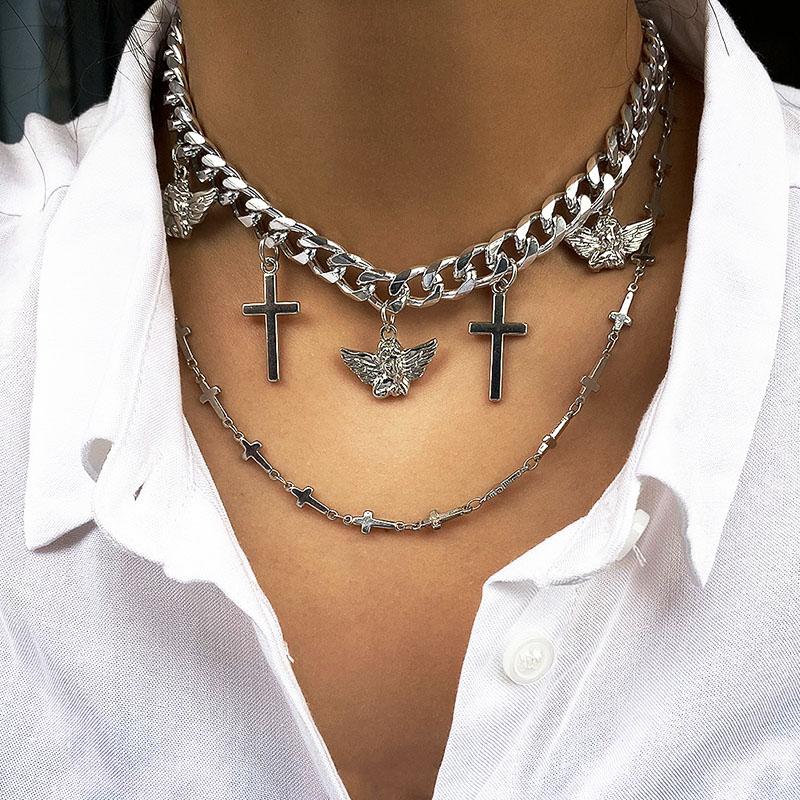 Vintage Multilayer Thick Chain Angel Cross Pendant Choker Necklace for Women Fashion Geometric Chocker Necklace Jewelry XR2878
Vintage Multilayer Thick Chain Angel Cross Pendant Choker Necklace for Women Fashion Geometric Chocker Necklace Jewelry XR2878