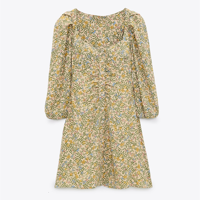 2021 New Yellow Floral Printed Mini Women Vintage Square Neck Wrist Puff Sleeve Chest Ruched Dress Ladies Button Up Dresses Mstd, Print 
2021 New Yellow Floral Printed Mini Women Vintage Square Neck Wrist Puff Sleeve Chest Ruched Dress Ladies Button Up Dresses Mstd, Print