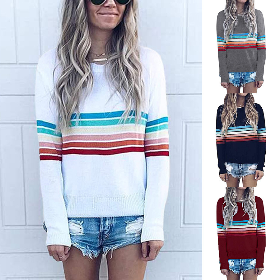 2021 20-autumn New Student Outfit Shirt Casual Rainbow Striped Pullover Sleeves Long Knitted Women Women's Sweaters 65pa, Dark grey
2021 20-autumn New Student Outfit Shirt Casual Rainbow Striped Pullover Sleeves Long Knitted Women Women's Sweaters 65pa, Dark grey