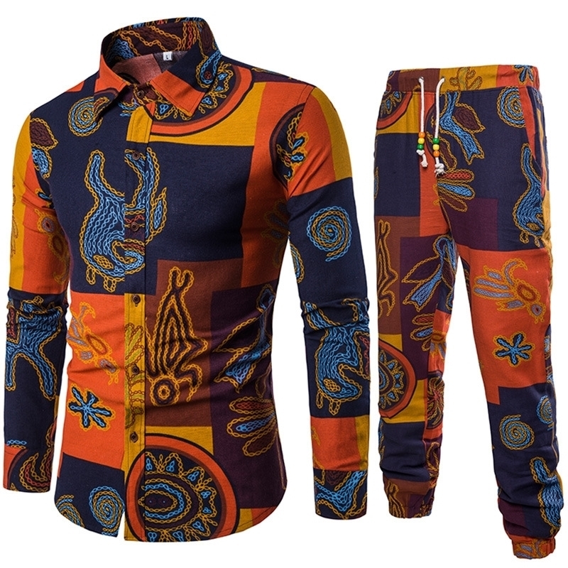 Men's Set New Shirt + Trousers Two-piece Suite Ethnic costumes Fashion mens clothing Summer Casual Male Dress Plus Size 201204, A026
Men's Set New Shirt + Trousers Two-piece Suite Ethnic costumes Fashion mens clothing Summer Casual Male Dress Plus Size 201204, A026