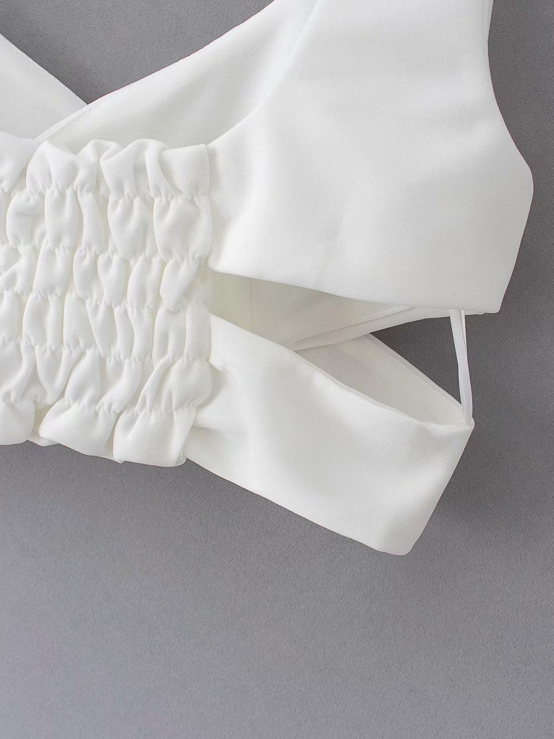 New Women sexy hollow out white Camisole ladies back elastic spaghetti strap short camis tank tops sling crop tops LS6809 T200731