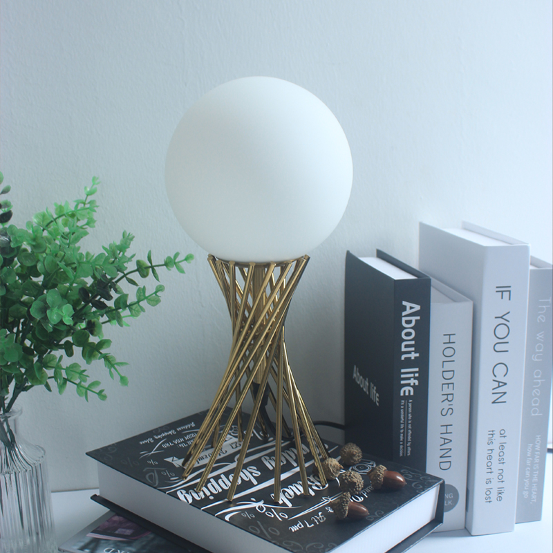 Sleek Metal and Glass Ball LED Lamp Perfect Bedside Accent for Stylish Living Spaces