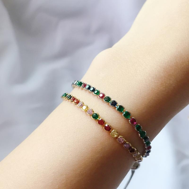Round Rainbow Crystal Tennis Gold Filled Bracelets Femme Adjustable Snake Chain Cubic Zirconia CZ Bracelet For Women
Round Rainbow Crystal Tennis Gold Filled Bracelets Femme Adjustable Snake Chain Cubic Zirconia CZ Bracelet For Women